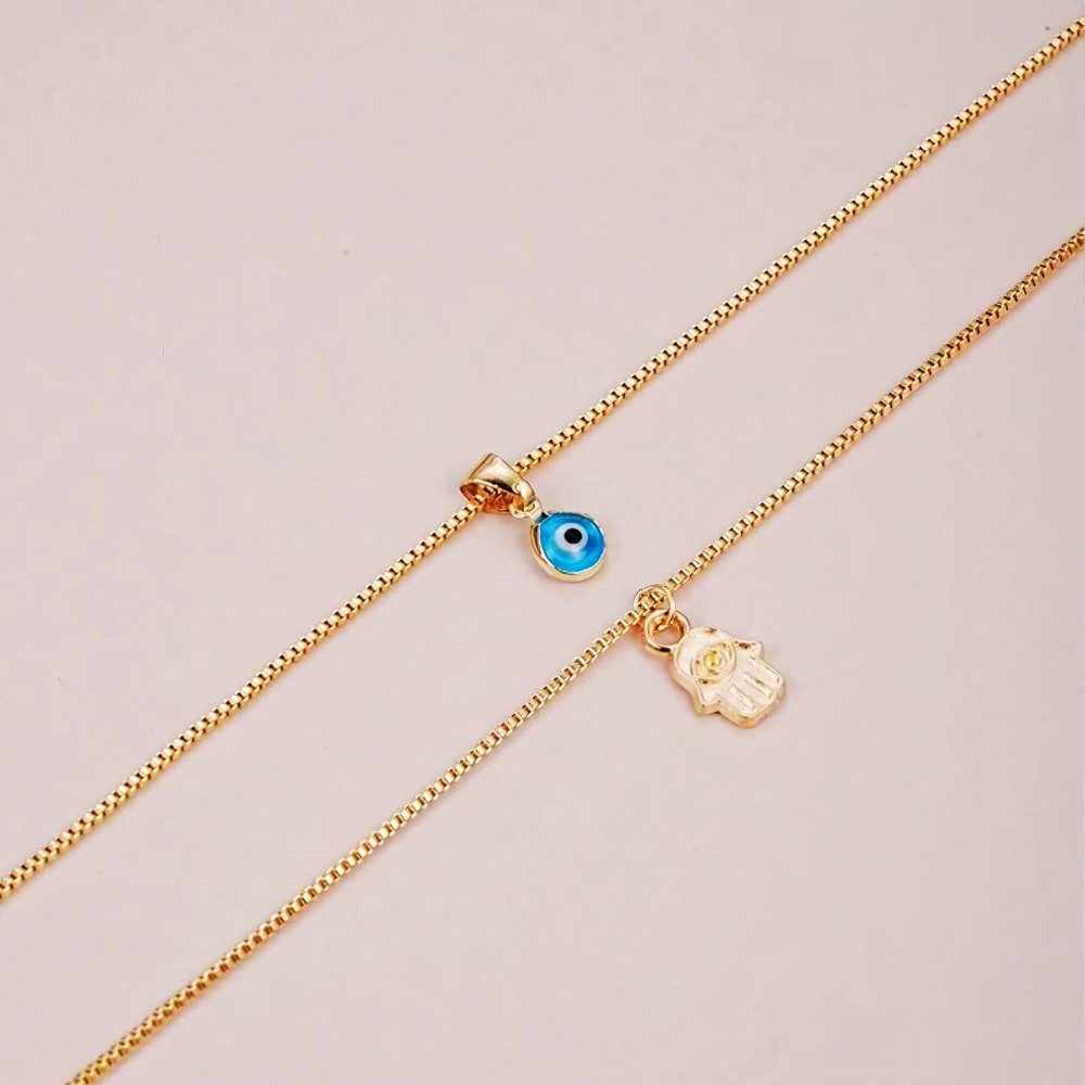 Double Layer Dainty Evil Eye Necklace