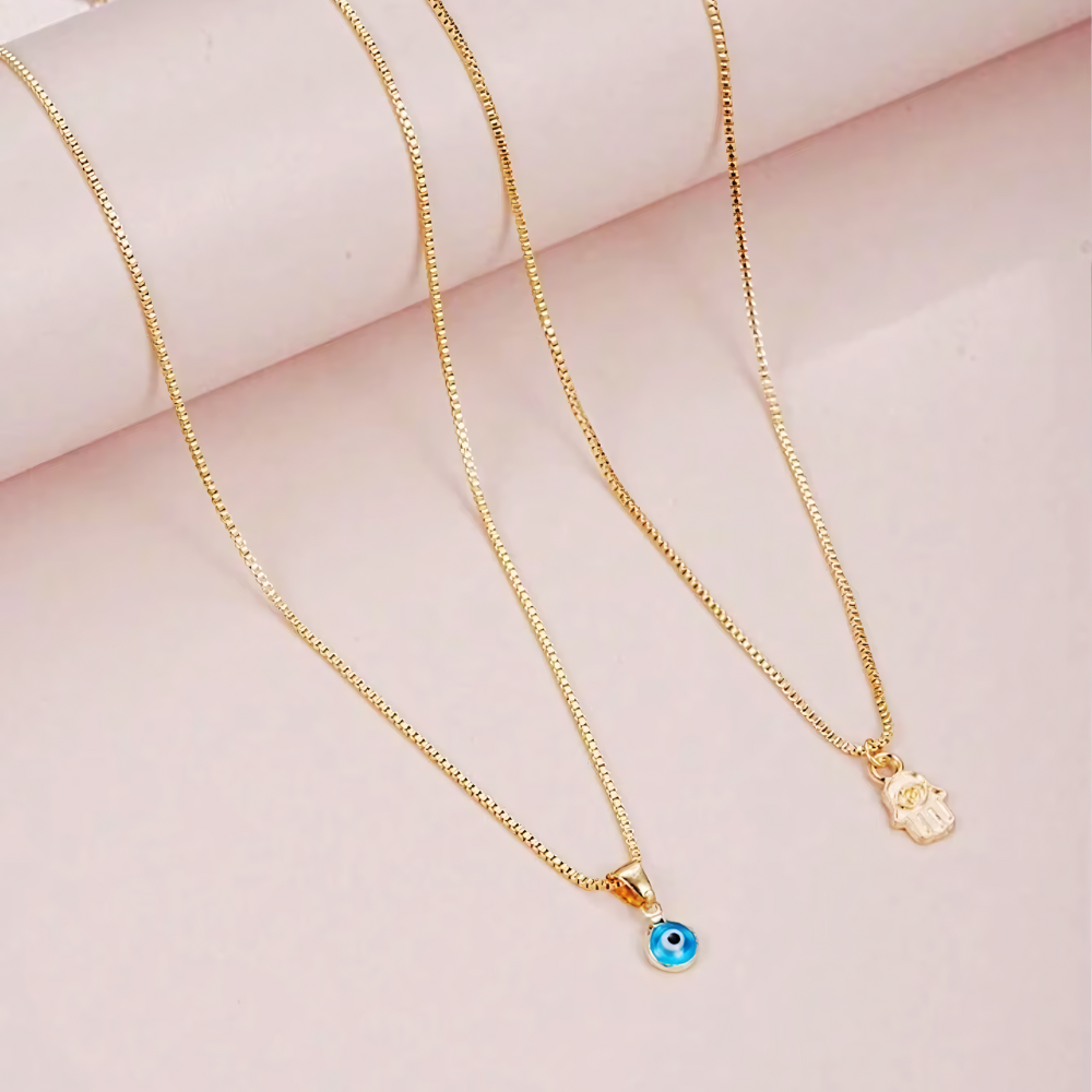 Double Layer Dainty Evil Eye Necklace