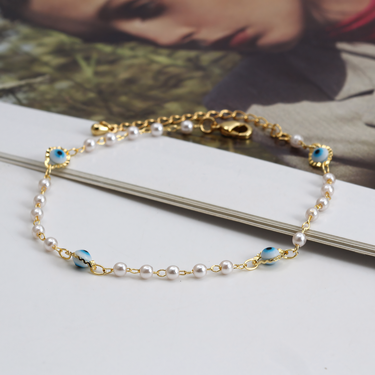 Dainty Evil Eye Pearl Bracelets