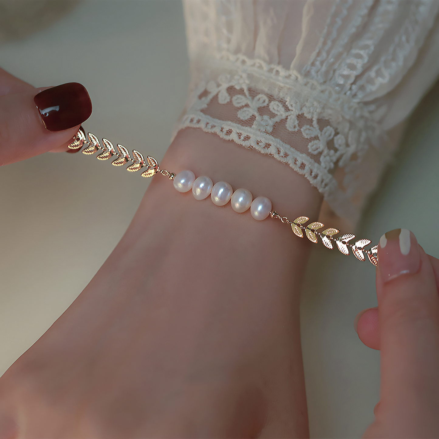 Leaf Pearl Bracelet