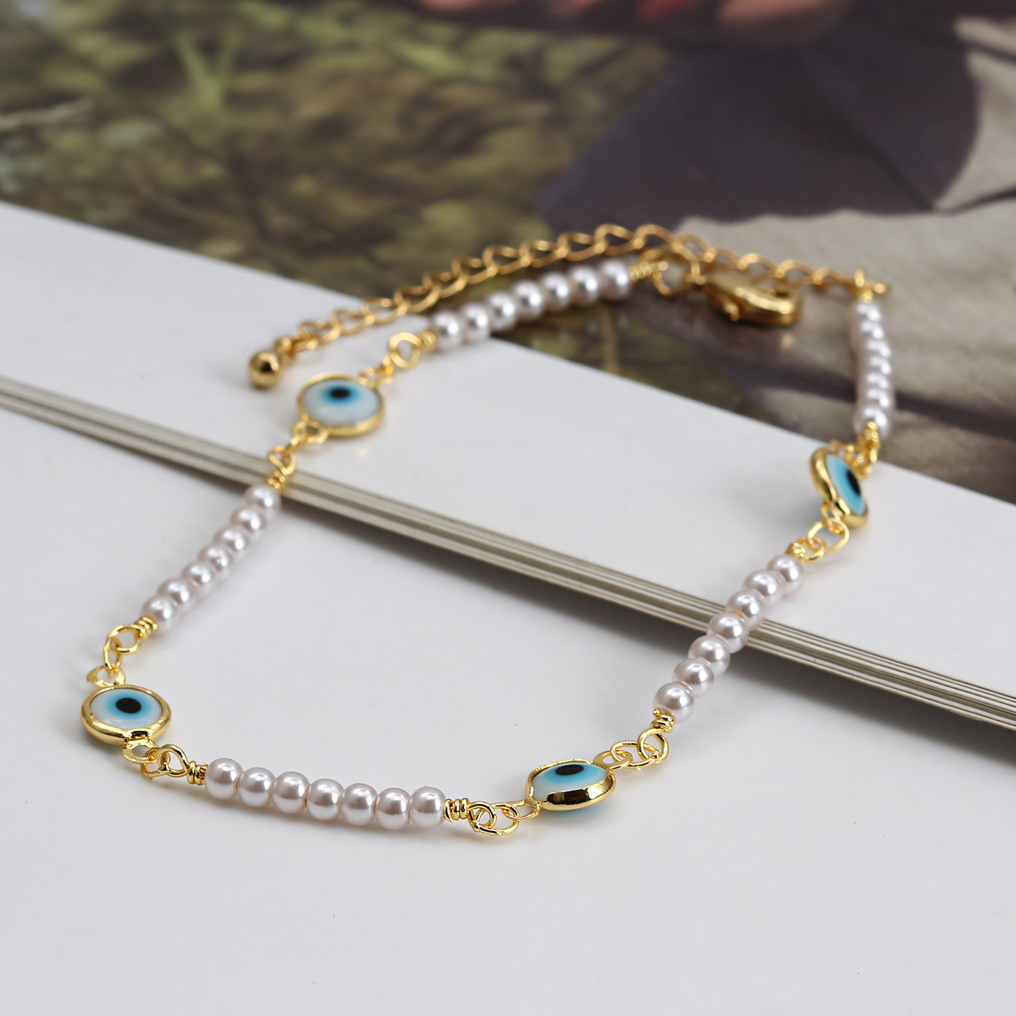 Dainty Evil Eye Pearl Bracelets