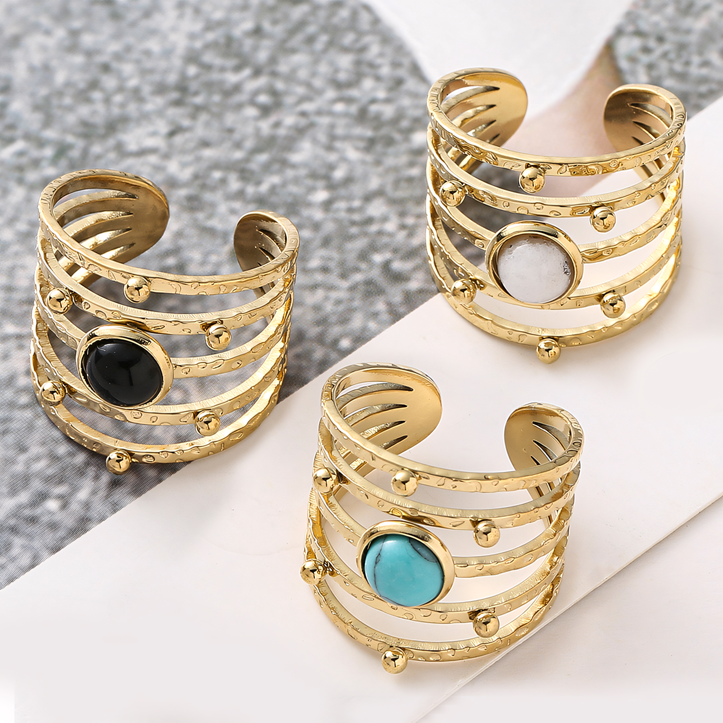 Multilayer Boho Stone Ring