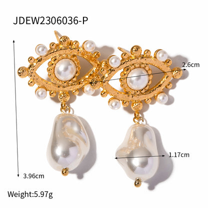 18k Pearl Evil Eye Earrings